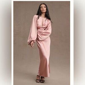 Significant Other Demi Backless Long Sleeve Column Gown